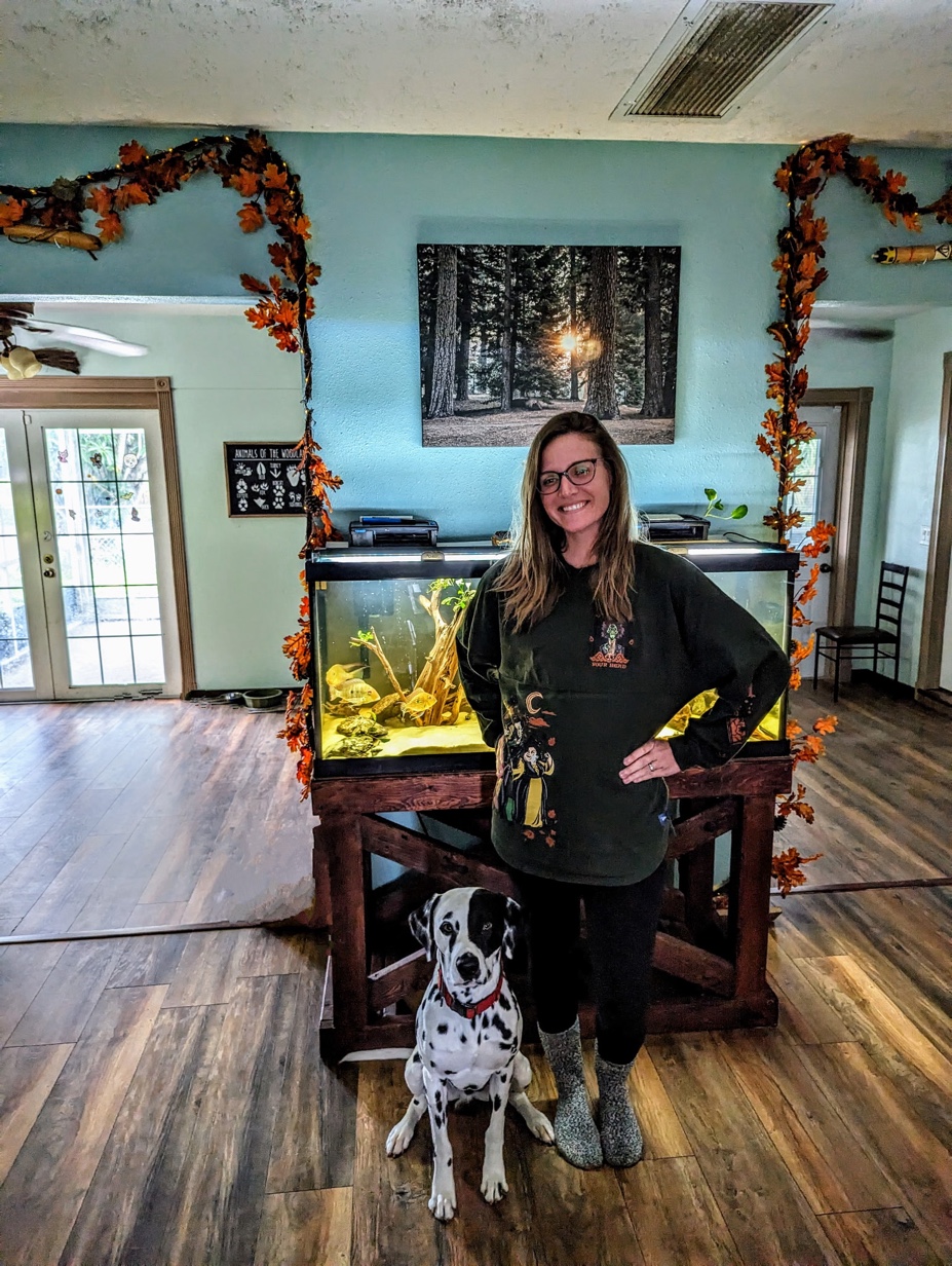 Happy client with custom aquarium